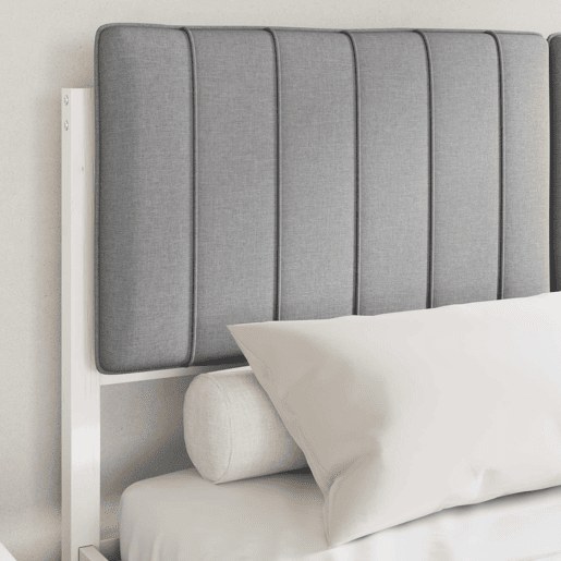 Estrutura de Cama de casal moderno com Cabeceira Estofada Cinzento-claro