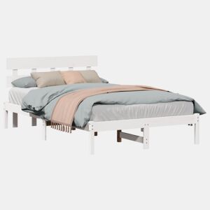 Estrutura da Cama de casal simple Branco 140 x 190 cm Madeira de pinho maciça