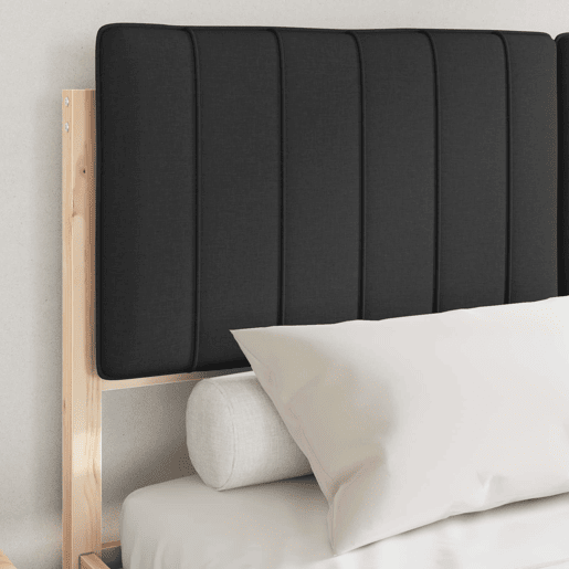 Estrutura de Cama de casal moderno com Cabeceira Estofada Preto 140 x 190 cm