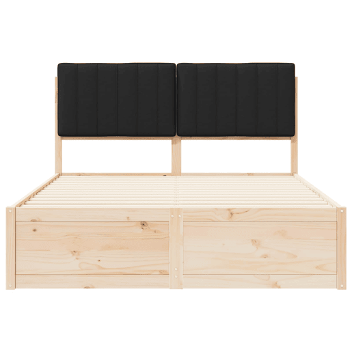 Estrutura de Cama de casal moderno com Cabeceira Estofada Preto 140 x 190 cm