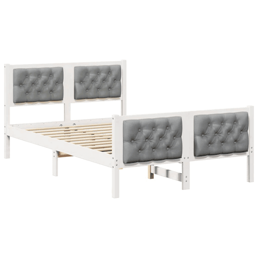 Estrutura da Cama de casal simple com cabeceira Cinzento-claro 135 x 190 cm