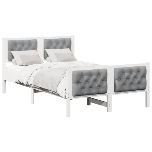 Estrutura da Cama de casal simple com cabeceira Cinzento-claro 135 x 190 cm