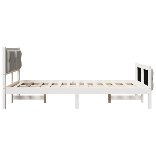 Estrutura da Cama de casal simple com cabeceira Cinzento-claro 135 x 190 cm