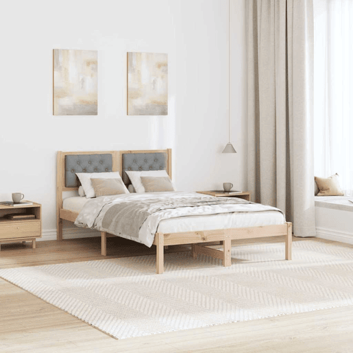 Estrutura da Cama de casal simple com cabeceira Cinzento-claro 135 x 190 cm