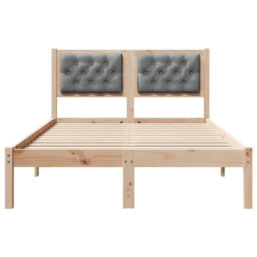 Estrutura da Cama de casal simple com cabeceira Cinzento-claro 135 x 190 cm