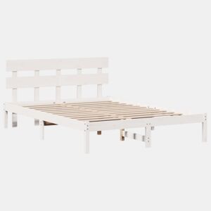 Estrutura da Cama de casal simple Branco 160 x 200 cm Madeira de pinho maciça