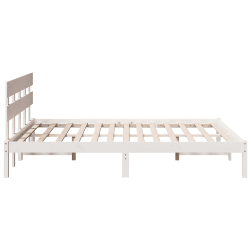 Estrutura da Cama de casal simple Branco 160 x 200 cm Madeira de pinho maciça