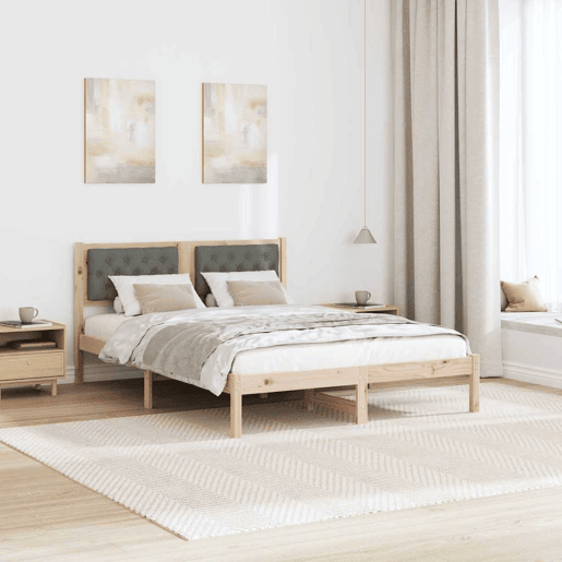 Estrutura da Cama de casal simple com cabeceira Cinza Escuro 150 x 200 cm