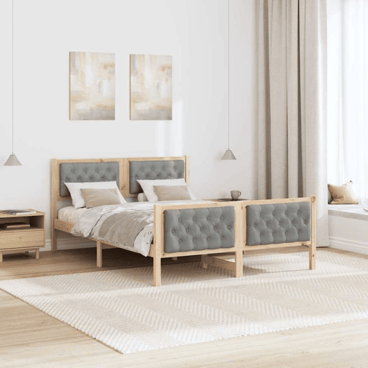 Estrutura da Cama de casal simple com cabeceira Cinzento-claro 140 x 190 cm