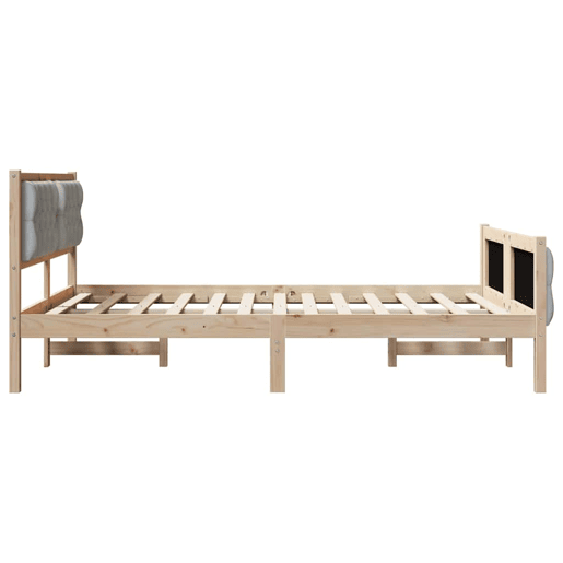 Estrutura da Cama de casal simple com cabeceira Cinzento-claro 140 x 190 cm