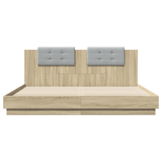 Estrutura Cama de casal simple c cabeceiraluzes LED 180x200cm carvalho sonoma