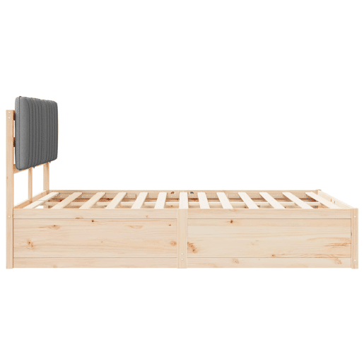 Estrutura de Cama de casal moderno com Cabeceira Estofada Cinzento-claro