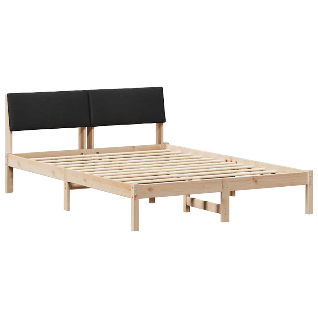 Estructura de cama matrimonial 140x204 Negro/ Madera