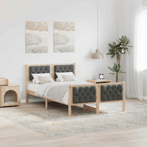 Estrutura da Cama de casal simple com cabeceira Cinza Escuro 135 x 190 cm