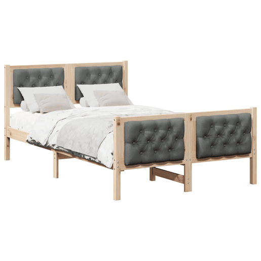 Estrutura da Cama de casal simple com cabeceira Cinza Escuro 135 x 190 cm