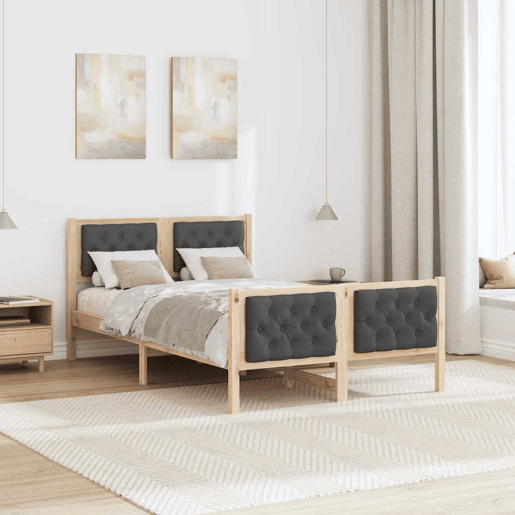 Estrutura da Cama de casal simple com cabeceira Cinza Escuro 135 x 190 cm