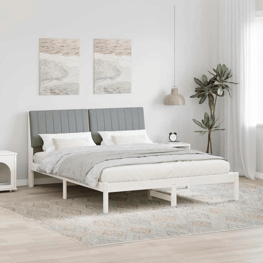 Estrutura da Cama de casal simple com cabeceira Branco 150 x 200 cm