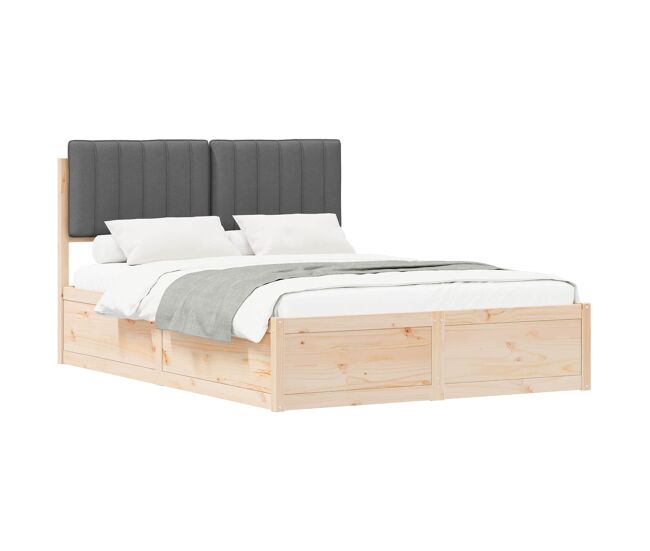 Estructura de cama matrimonial estilo con cabecera tapizada gris oscuro