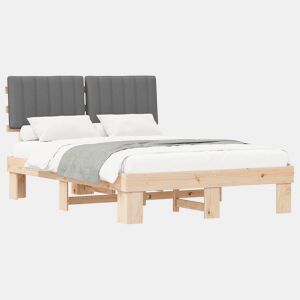 Estrutura de Cama de casal moderno com Cabeceira Estofada Cinzento-claro