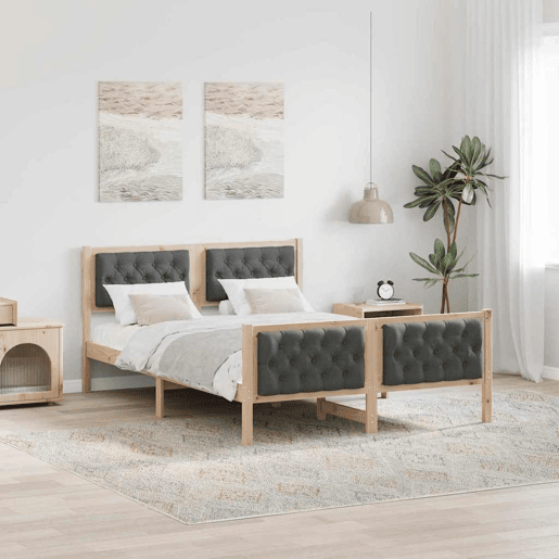 Estrutura da Cama de casal simple com cabeceira Cinza Escuro 140 x 190 cm