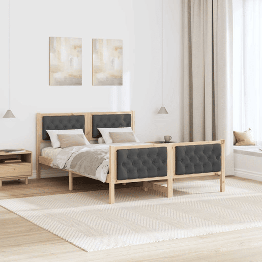 Estrutura da Cama de casal simple com cabeceira Cinza Escuro 140 x 190 cm