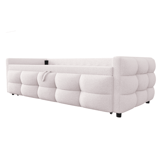 Sofá-cama 90180x190 cm - Puffbett, com estrado de ripas, multifuncional, bege