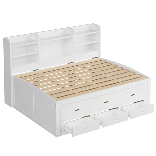 Sofá-cama, 140 x 200 cm - Extraível, LED, 3 gavetas, USB+Type-C, sem colchão - Branco