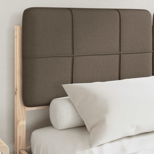 Estrutura de Cama de casal moderno com Cabeceira Estofada Cinzento-acastanhado