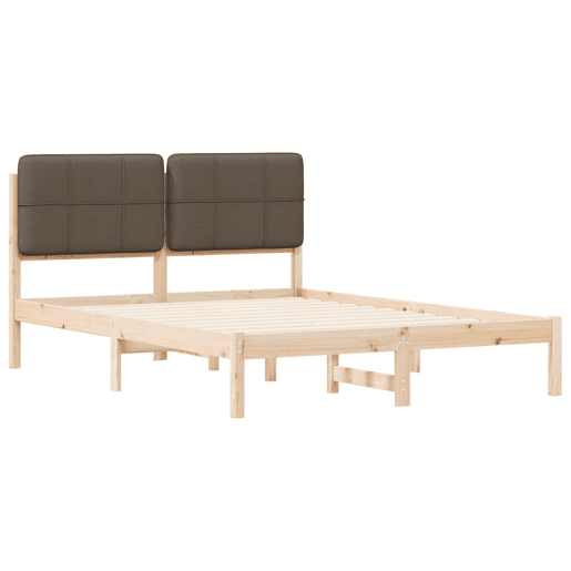 Estrutura de Cama de casal moderno com Cabeceira Estofada Cinzento-acastanhado