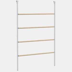 PawHut Poleiro para Galinhas de 4 Níveis, Escada de Madeira e Aço Galvanizado para 4-6 Galinhas 140x86 cm para Galinheiros com Tubos Metálicos de 25 mm Madeira
