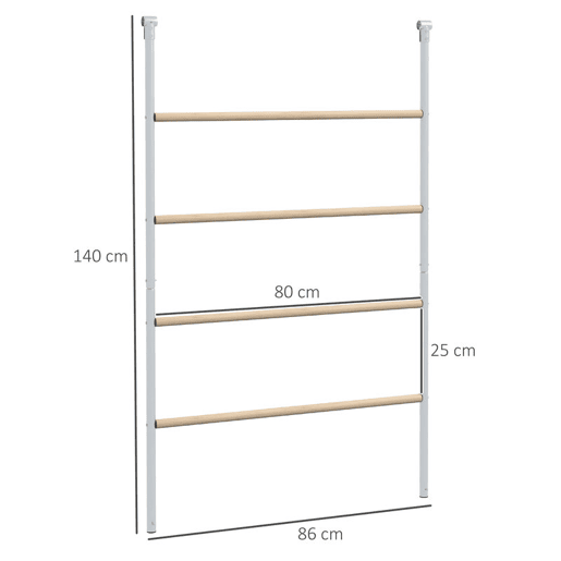 PawHut Poleiro para Galinhas de 4 Níveis, Escada de Madeira e Aço Galvanizado para 4-6 Galinhas 140x86 cm para Galinheiros com Tubos Metálicos de 25 mm Madeira