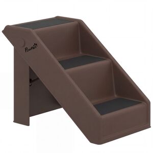 PawHut Escada Dobrável para Cães de 3 Degraus, Portátil, Escada para Animais de Estimação Idosos, Cães Pequenos, Gatos, para Cama, Sofá, 53x30,5x36,5 cm, Castanho