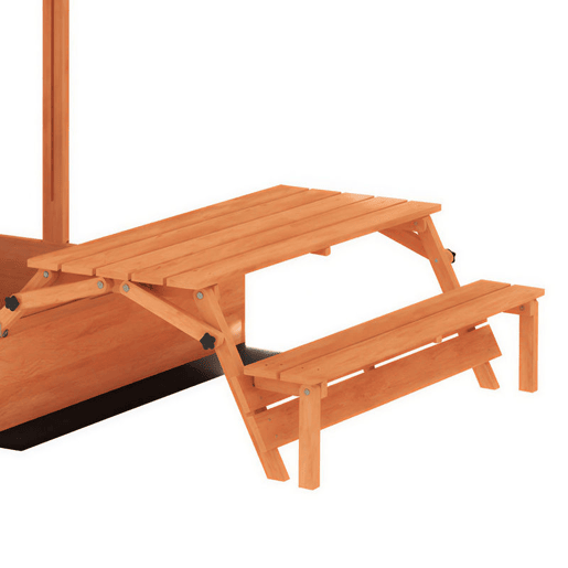 AIYAPLAY Caixa de Areia para Crianças em Madeira com Toldo Ajustável Mesa Dobrável de Piquenique com Bancos Caixa Infantil com Assentos Cobertura para 6 Crianças dos 3 aos 8 Anos para Jardim 184x110x120 cm Castanho