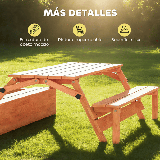 AIYAPLAY Caixa de Areia para Crianças em Madeira com Toldo Ajustável Mesa Dobrável de Piquenique com Bancos Caixa Infantil com Assentos Cobertura para 6 Crianças dos 3 aos 8 Anos para Jardim 184x110x120 cm Castanho