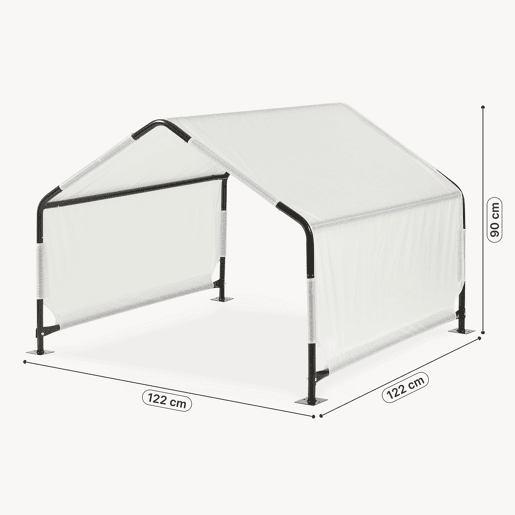 Tenda exterior para cães Valevali 122x122x90 cm pretobranco en.casa