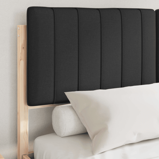 Estrutura de Cama de casal moderno com Cabeceira Estofada Preto 140 x 200 cm