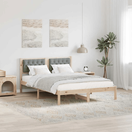 Estrutura da Cama de casal simple com cabeceira Cinzento-claro 150 x 200 cm