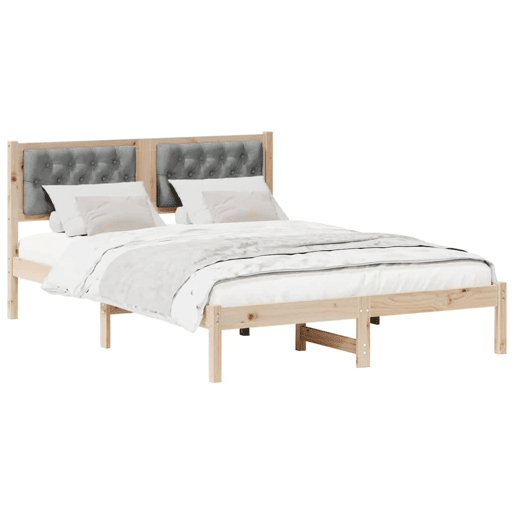 Estrutura da Cama de casal simple com cabeceira Cinzento-claro 150 x 200 cm