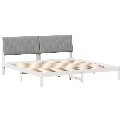 Estrutura de cama de casal com cabeceira king size - Branco 200 x 200 cm