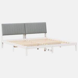 Estrutura de cama de casal com cabeceira king size - Branco 200 x 200 cm