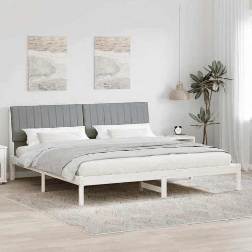 Estrutura de cama de casal com cabeceira king size - Branco 200 x 200 cm