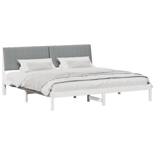 Estrutura de cama de casal com cabeceira king size - Branco 200 x 200 cm