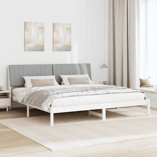 Estrutura de cama de casal com cabeceira king size - Branco 200 x 200 cm