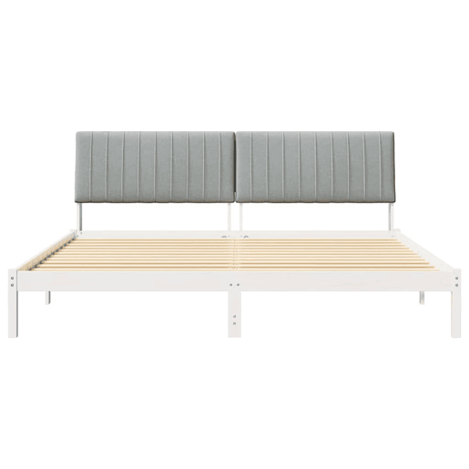 Estrutura de cama de casal com cabeceira king size - Branco 200 x 200 cm