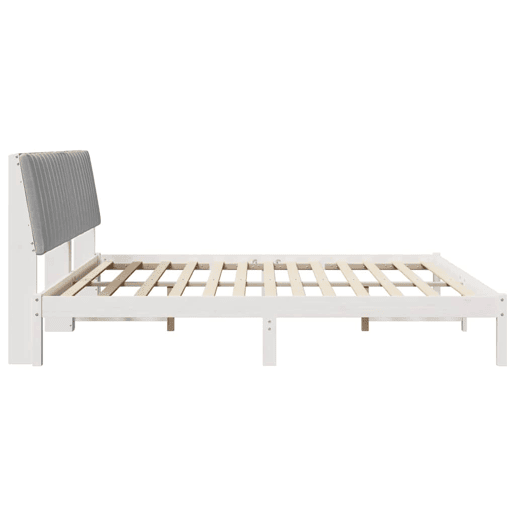Estrutura de cama de casal com cabeceira king size - Branco 200 x 200 cm