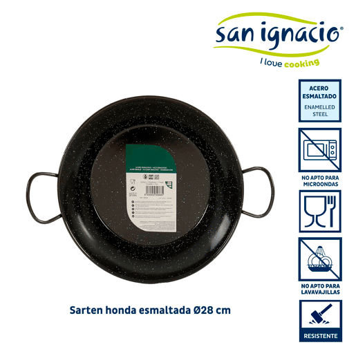 Frigideira funda esmaltada com alças.