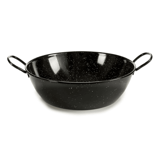 Frigideira funda esmaltada com alças.