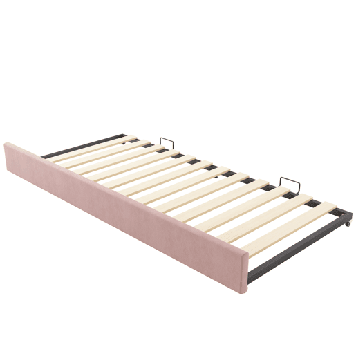Cama Polsterbett 90x190 cm - Sofá-cama com cama extraível, com estrado, Veludo, Rosa