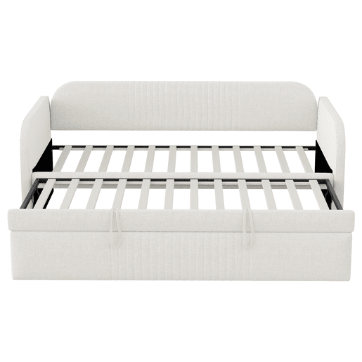 Sofá-cama extensível 90180*190 cm - Com riscas verticais, com estrado, multifuncional - Bege