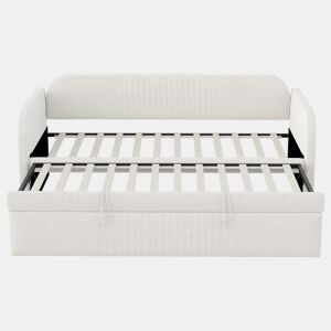 Sofá-cama extensível 90180*190 cm - Com riscas verticais, com estrado, multifuncional - Bege